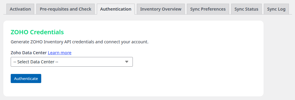 Authentication Tab